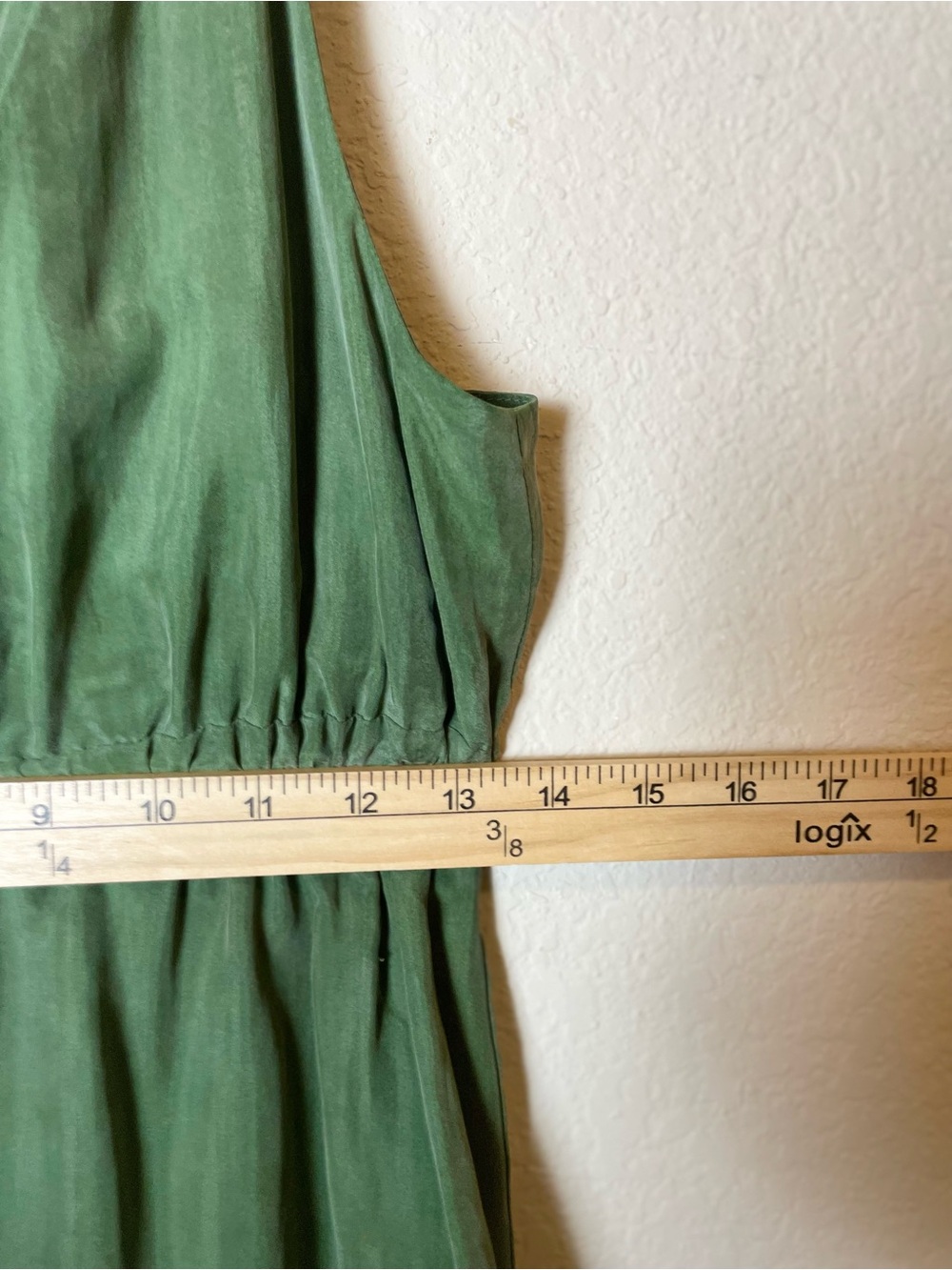 Dolce Vita 100% Silk Olive Green Sleeveless Gathered-Waist Mini Dress | Size XS - Picture 6 of 8